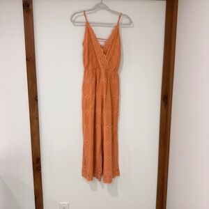 L*Space Eyelet Embroidered Lace Up Jumpsuit Women S Orange Terracotta | Boho